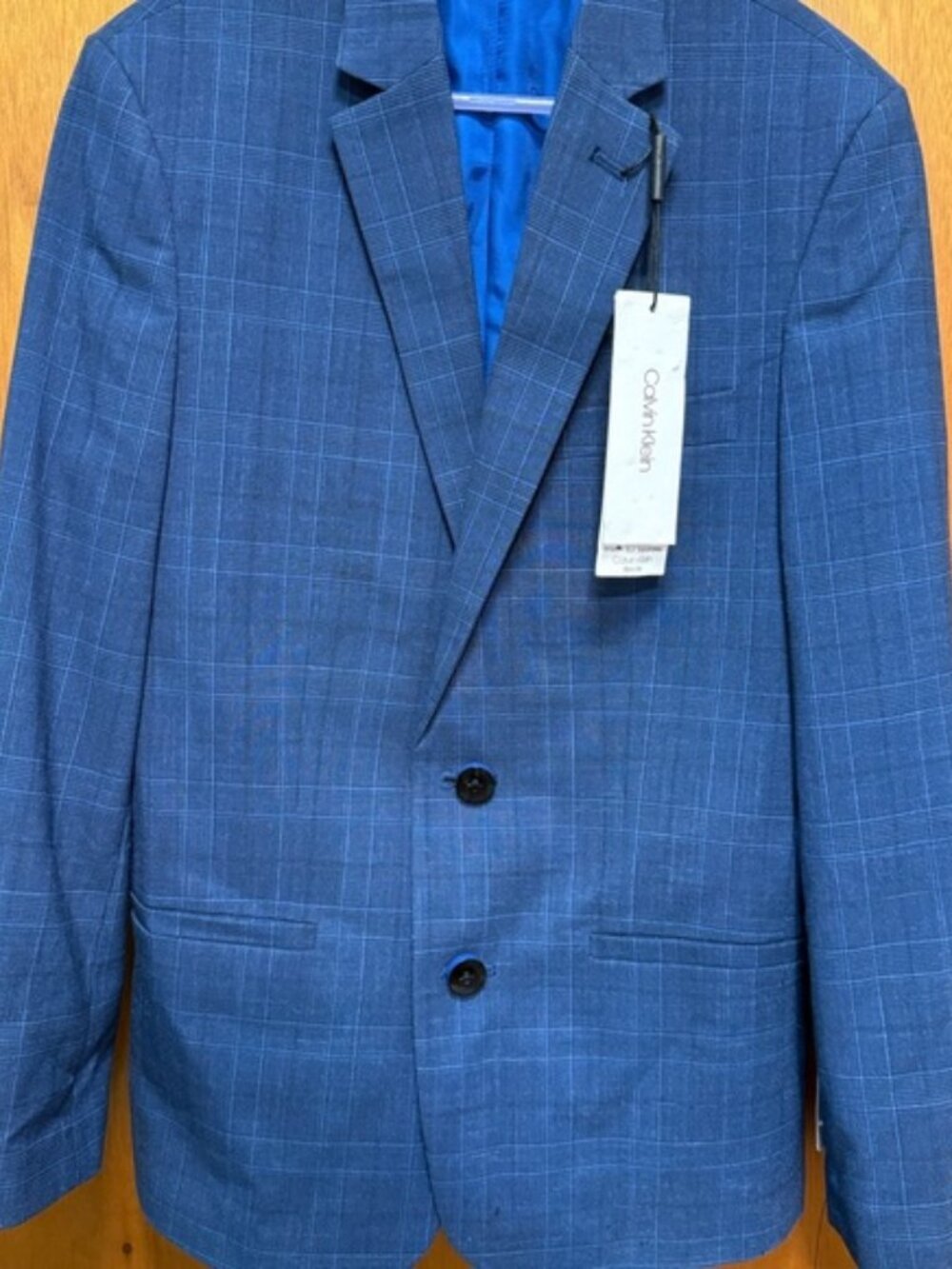 Calvin Klein Blue Windowpane Boys' Sport Coat -Size 10